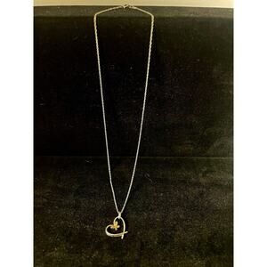 Sterling silver 18” heart necklace with a delicate rose gold butterfly.